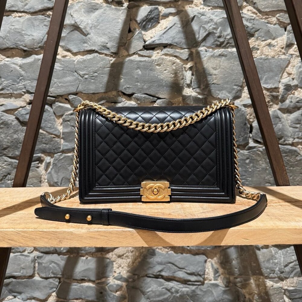Chanel Black Lambskin GHW Large Boy Bag